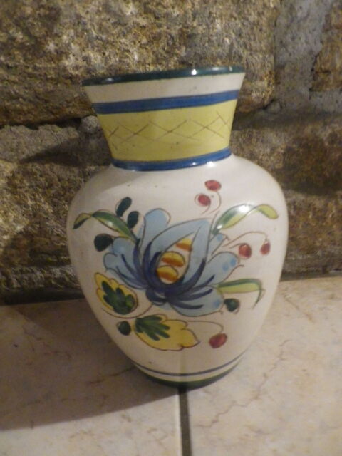 VASE FAIENCE XXe D�cor Fleurs 20 Bubry (56)