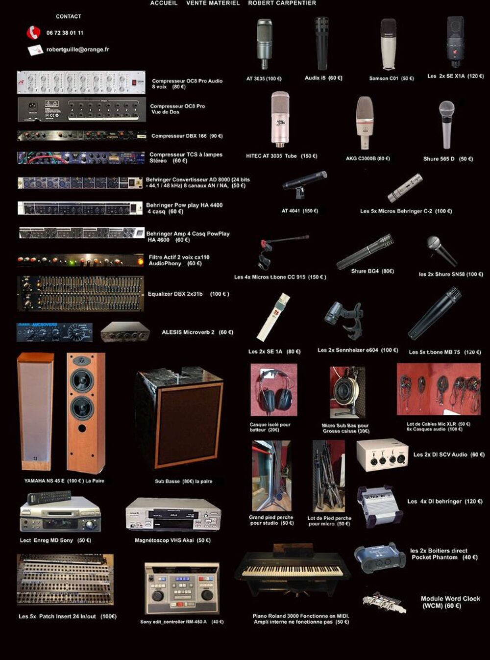 materiels pour studio d'enregistrement Audio et hifi