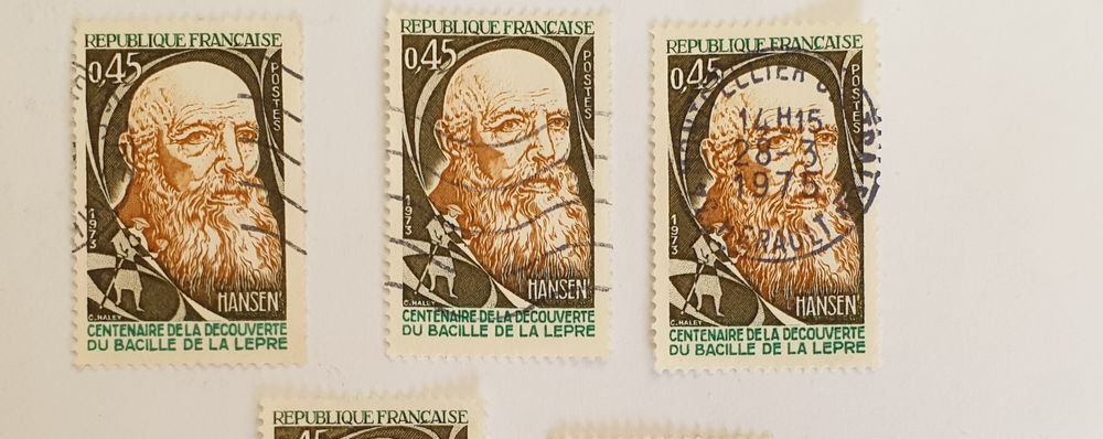 Timbre france Hansen (1841-1912) 1973- lot 0.18 euro 