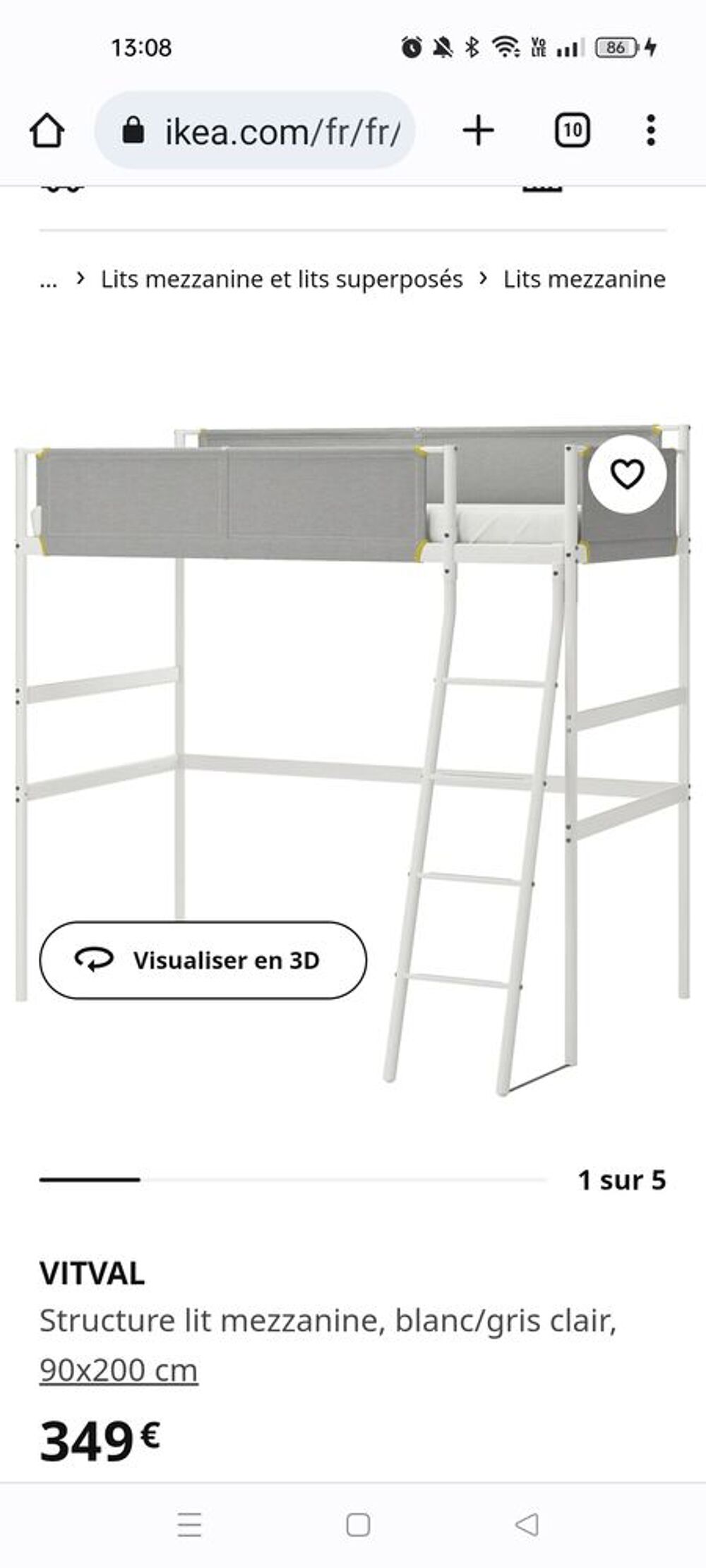 Lit mezzanine Ikea 1 place Meubles