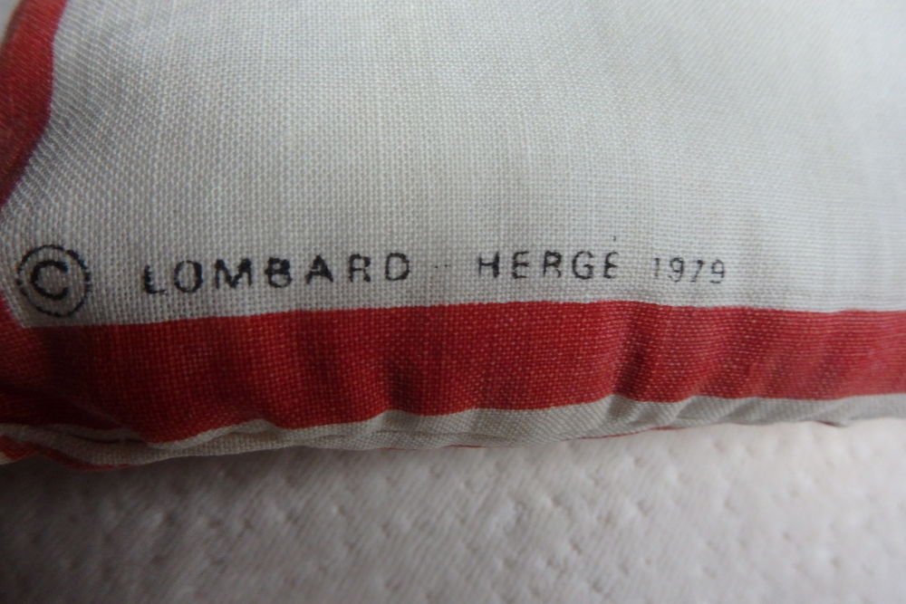 Coussin plat vintage Tintin, Lombard, Herg&eacute; 1979 