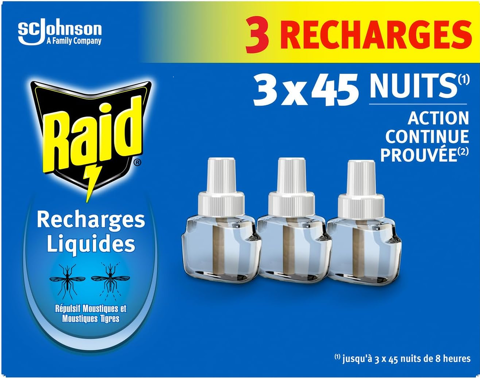 Lot de 3 Recharge Electrique Anti-Moustiques Raid Liquide 3  5 Bziers (34)