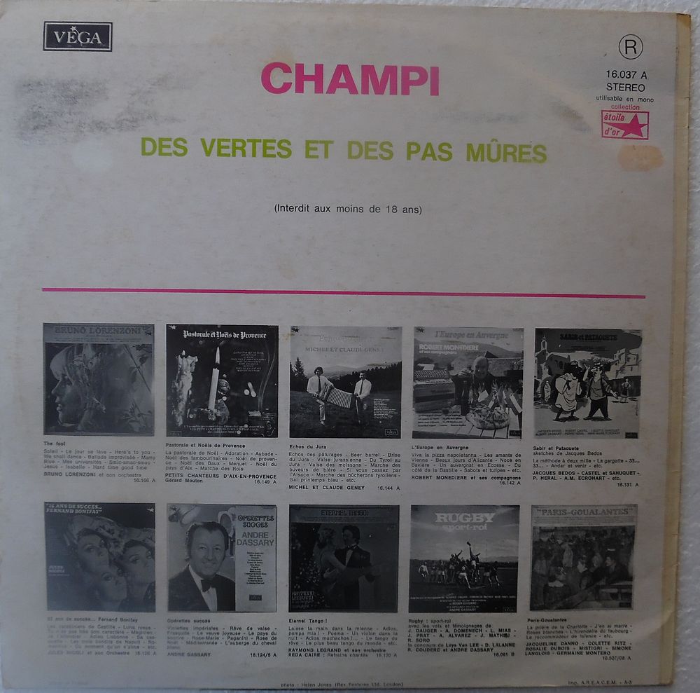 CHAMPI des vertes et des pas mures Blagues interdites-18ans CD et vinyles