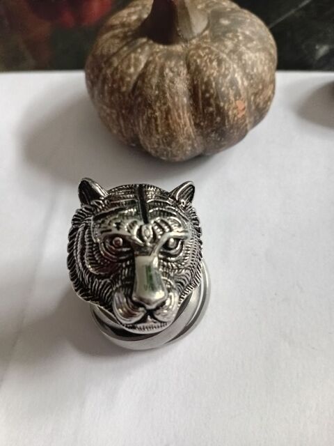 Bague acier  t�te de tigre   40 Connerr� (72)