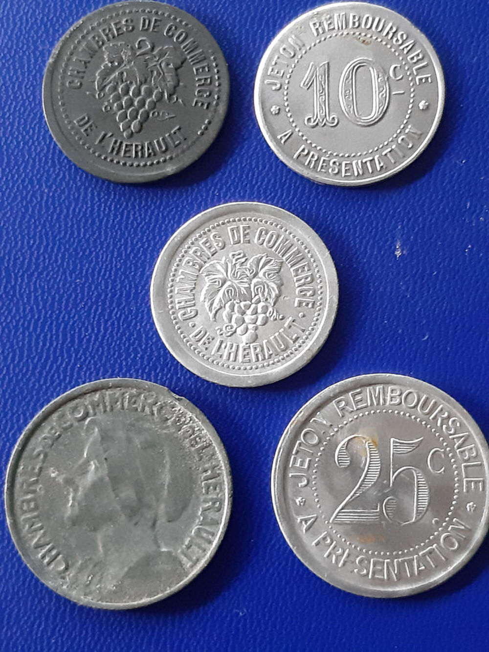 1917-26 H&eacute;rault 5 pcs 10 et 25 centimes 