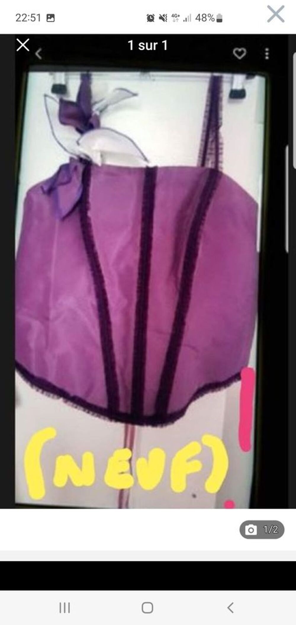 bustier violet taille 46 ( neuf) . Vtements