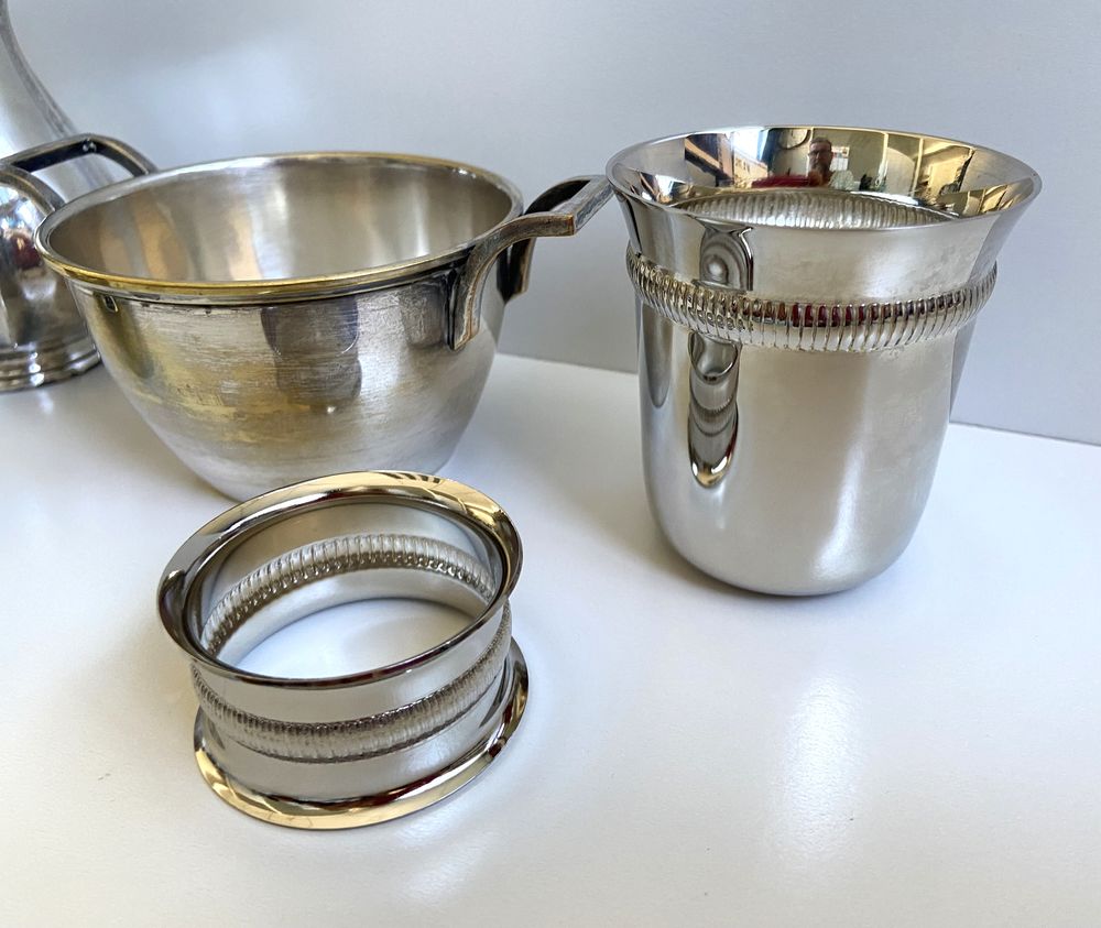 Lot Argenterie Ancienne M&eacute;tal &amp; Laiton Argent&eacute; Vintage 