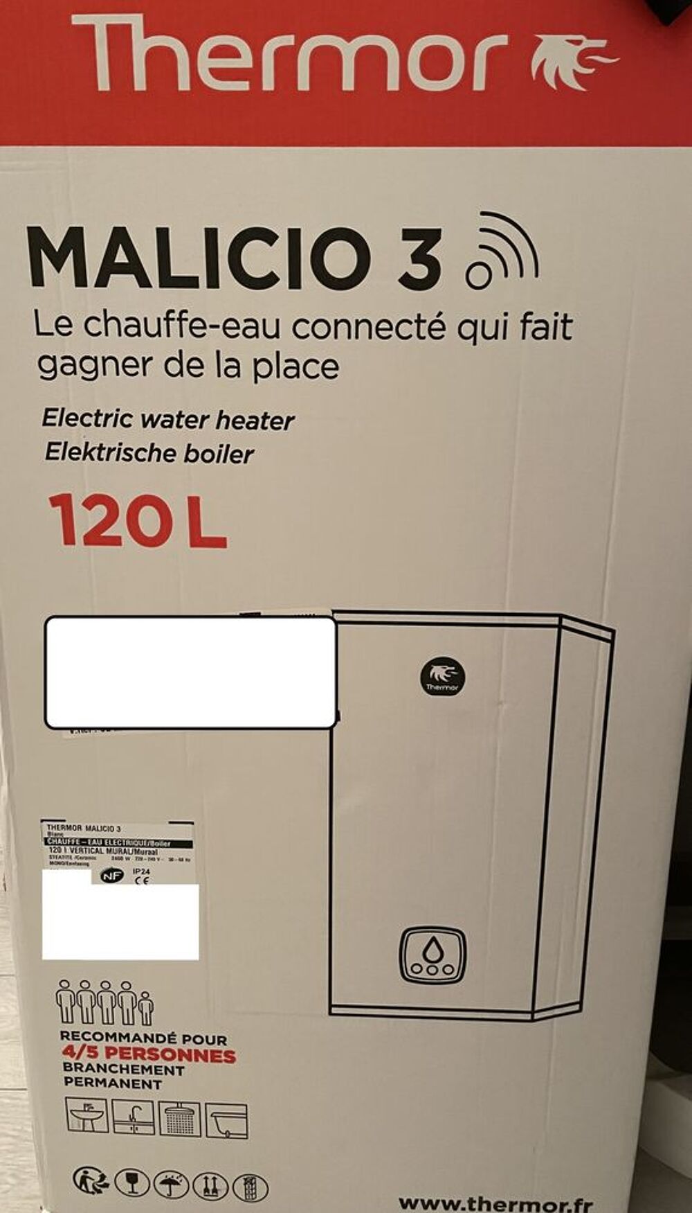 Chauffe-eau connect&eacute; Thermor MALICIO 3 120L plat Neuf Electroménager