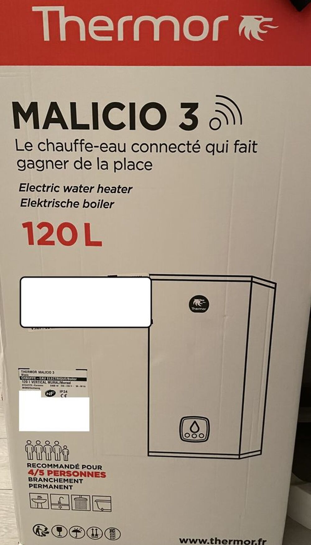 Chauffe-eau connect&eacute; Thermor MALICIO 3 120L plat Neuf Electromnager