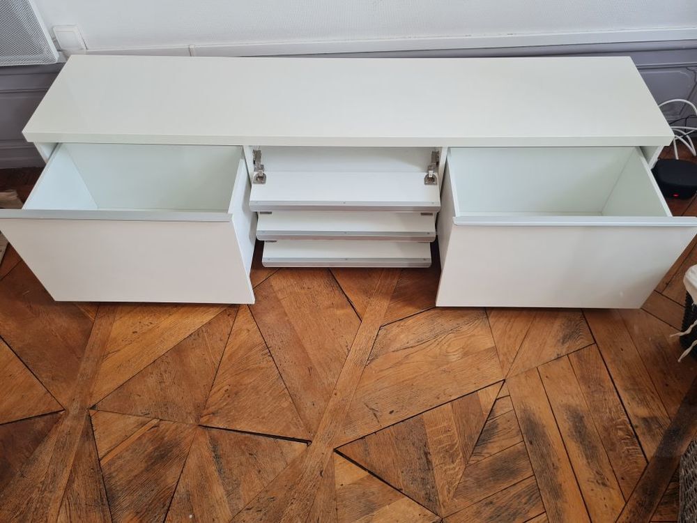 Meuble t&eacute;l&eacute; blanc laqu&eacute; Meubles
