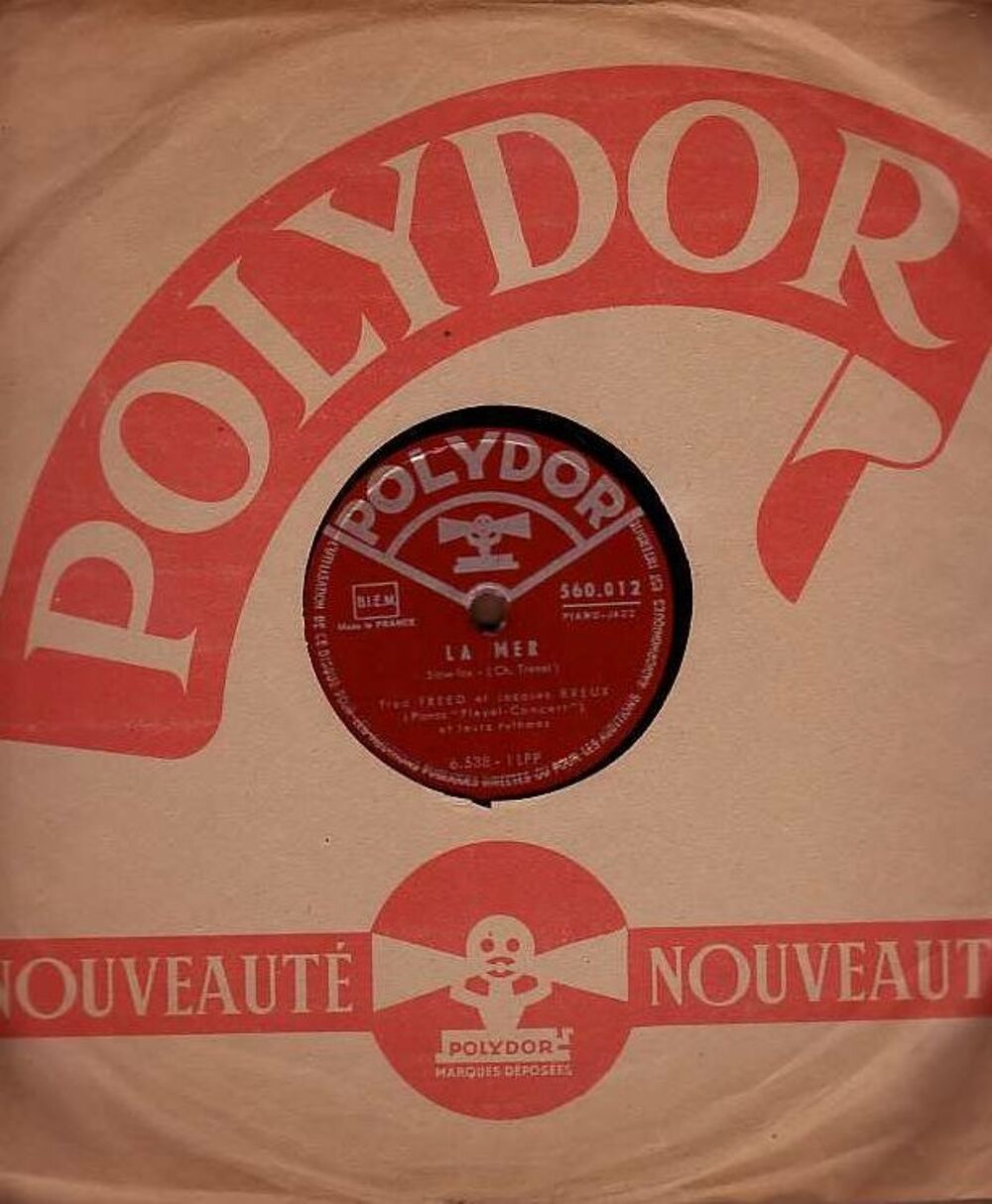 Disque Vinyl FRED FREED &amp; JAC BREUX 78 t LA MER + DOUCE FRAN CD et vinyles