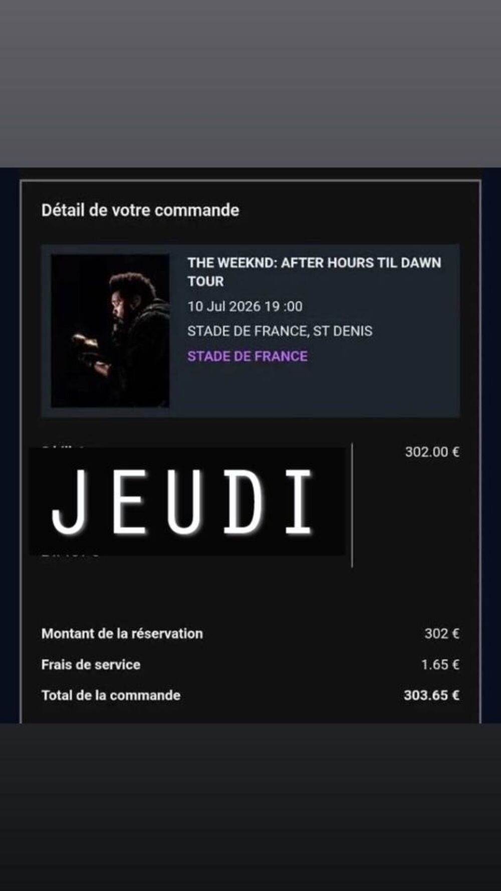 concert the weeknd 2026 Billetterie