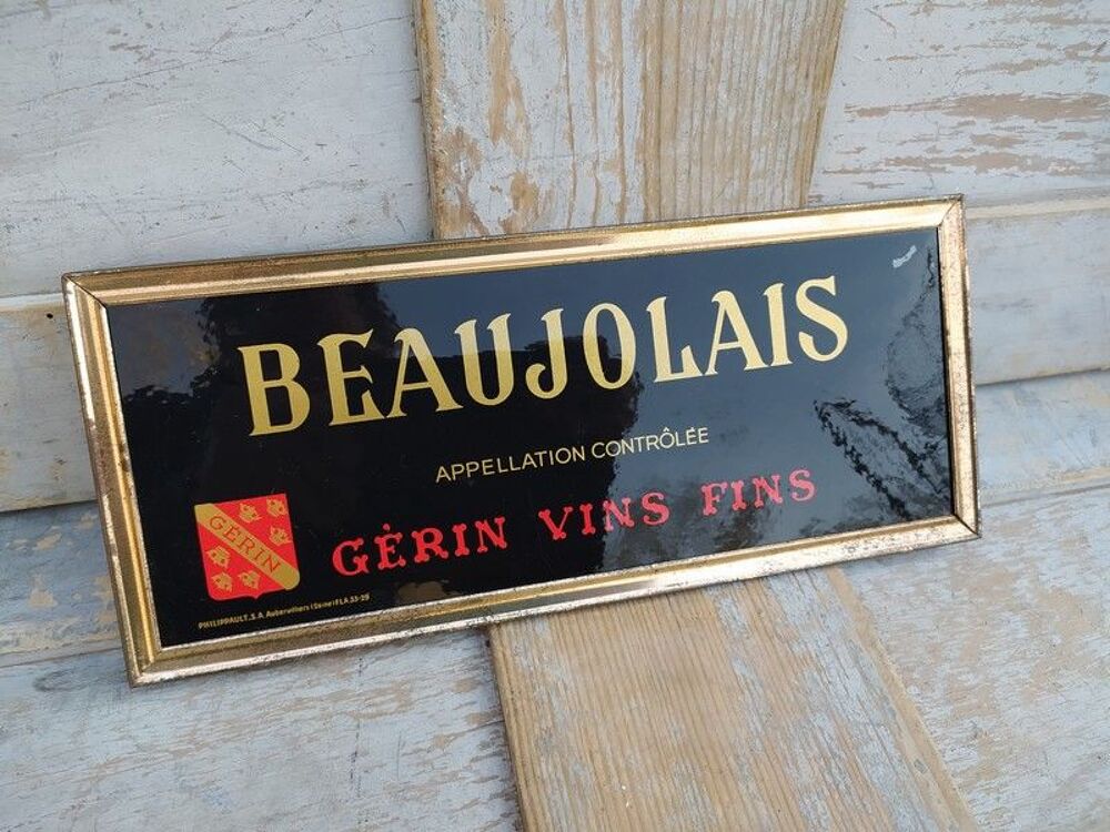 Ancienne Plaque Glacoide Publicitaire Beaujolais Vins G&eacute;rin 