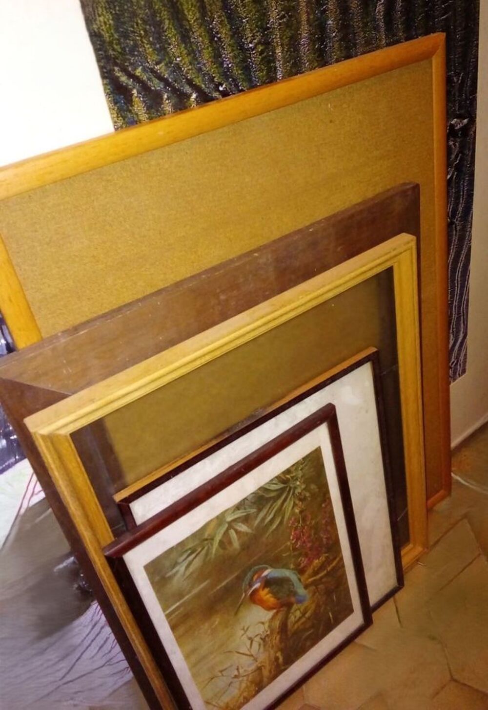 (5x) Grands cadres bois plastique et sous verre Décoration