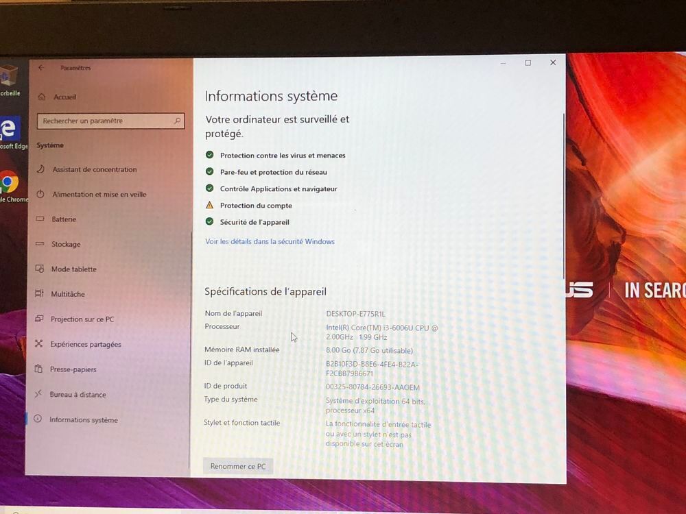 PC PORTABLE ASUS k756U-TY318T Ecran : 17" Matériel informatique