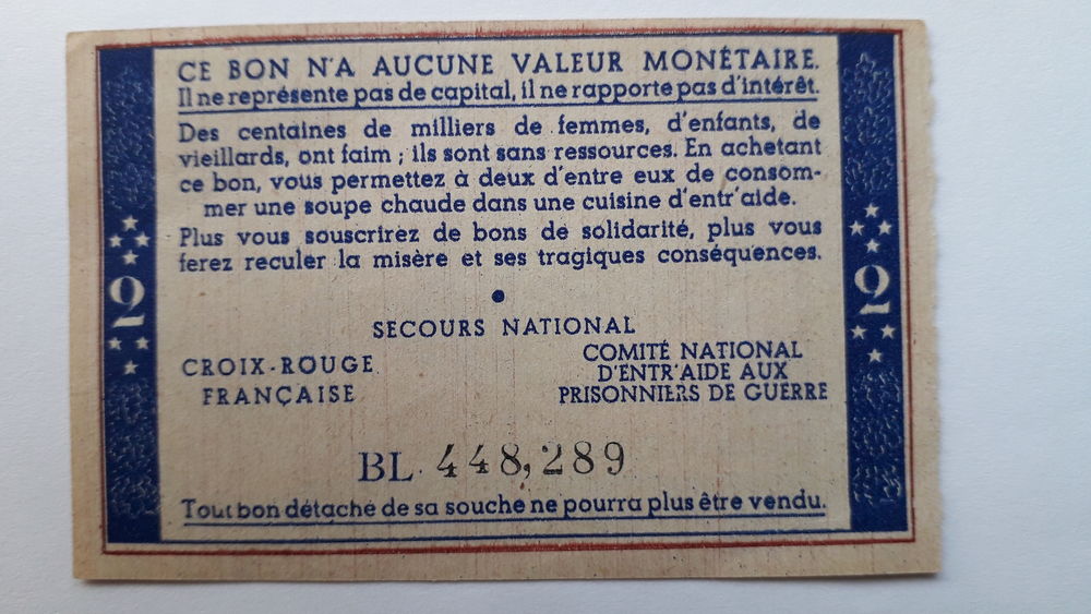 Bon de solidarit&eacute; 1941
