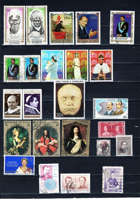 lot de 164 timbres du MONDE avec des PERSONNALITES 6 Les glisottes-et-Chalaures (33)