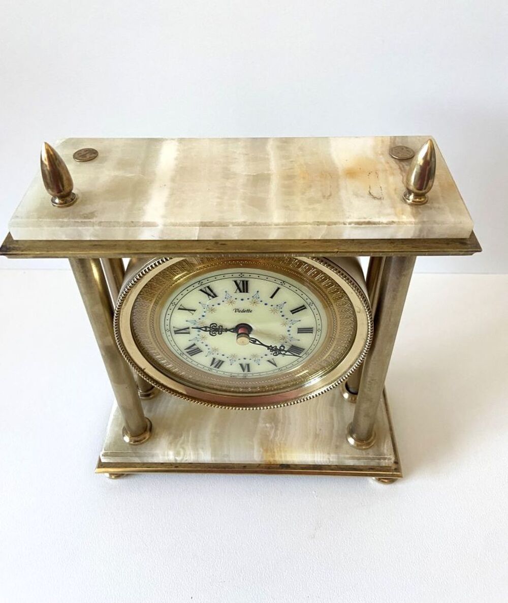 Vintage Pendulette Pendule Horloge Portique VEDETTE Marbre 