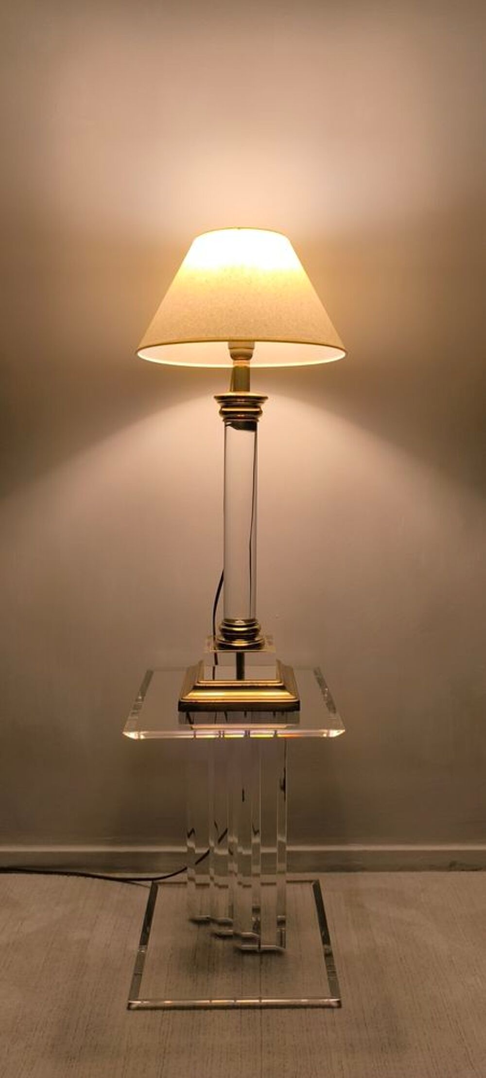 El&eacute;gante lampe Colonne sign&eacute;e ?'Le Dauphin'' vintage 70/80 Décoration