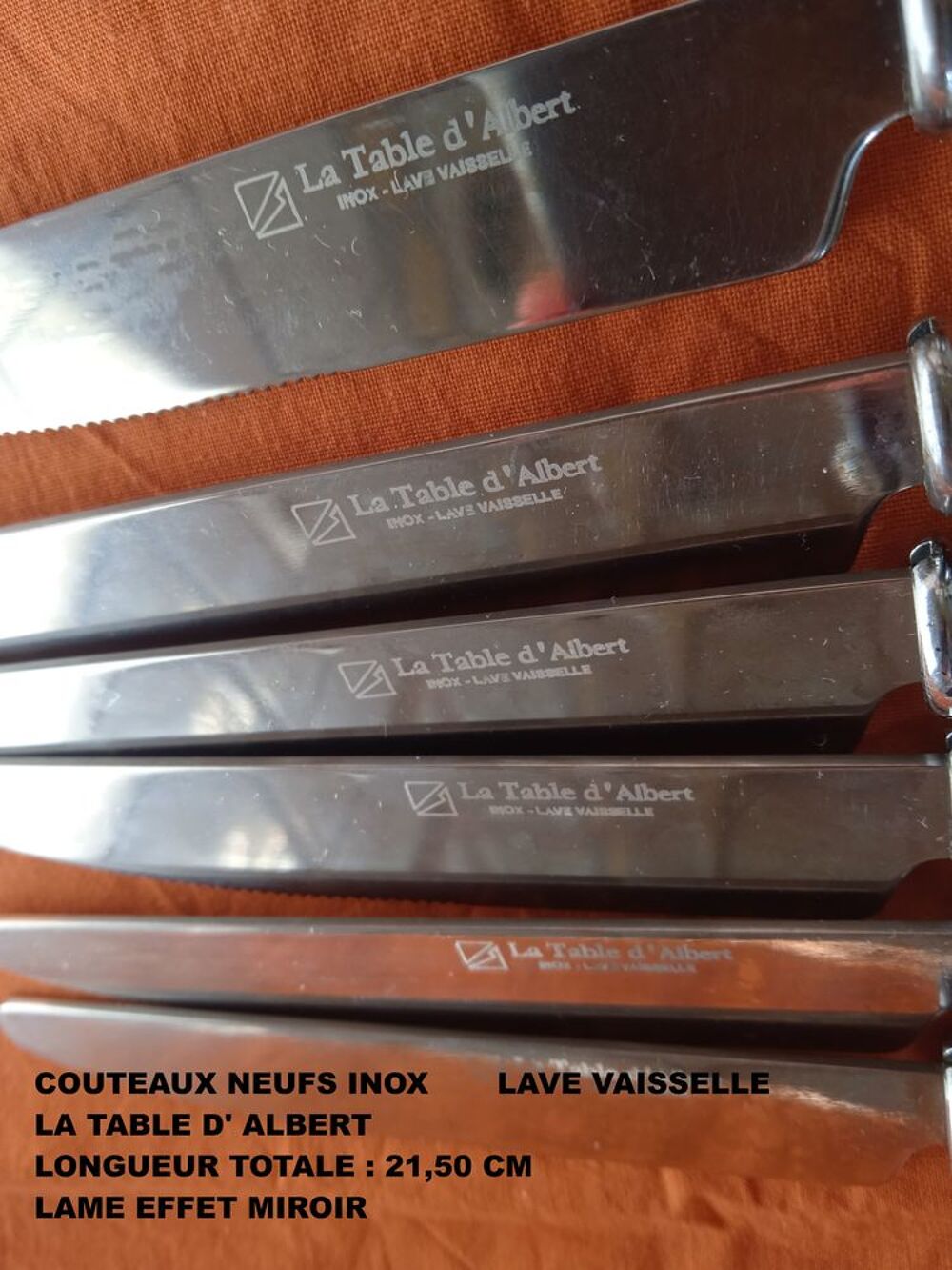 Couteaux inox neufs lave-vaisselle La Table d'Albert Cuisine