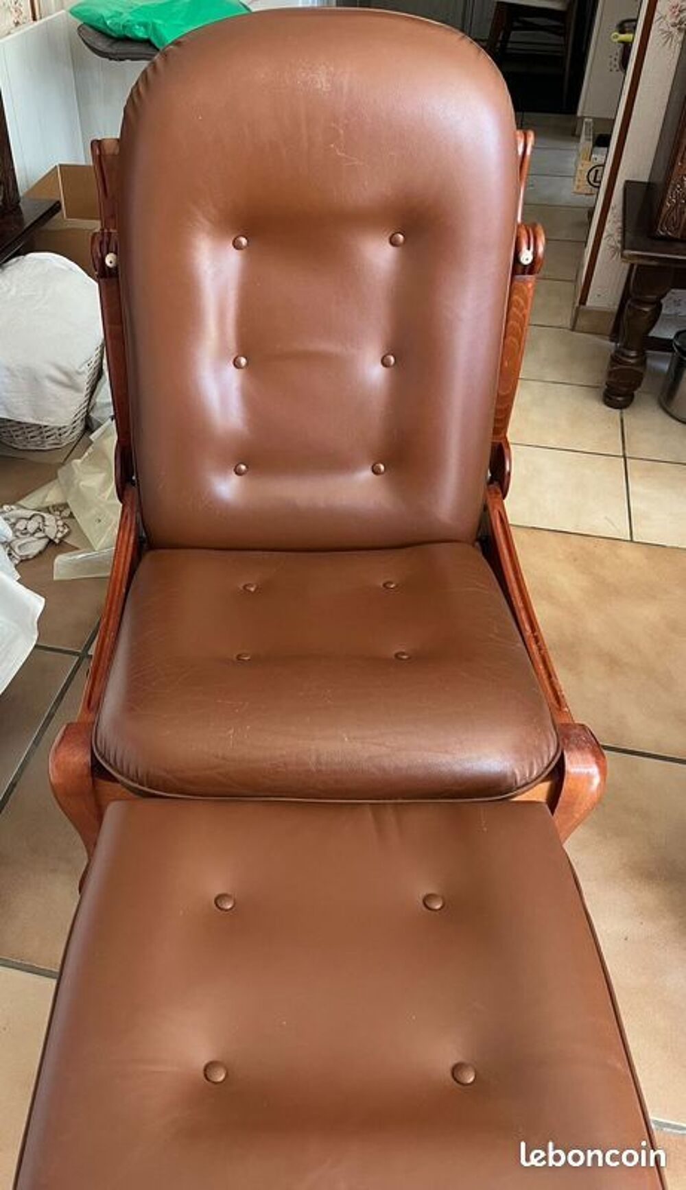 Fauteuil &agrave; bascule en cuir ? Vintage Meubles