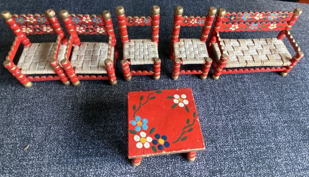 Meubles de poup&eacute;e Salon bois et coton tress&eacute; taille Lundby Jeux / jouets