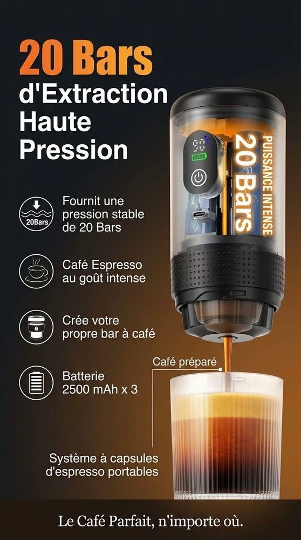 Cafeti&egrave;re portable avec &eacute;cran led Electroménager