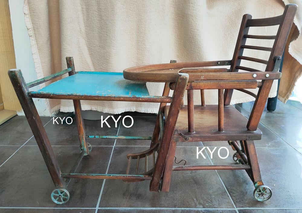 Chaise haute bois b&eacute;b&eacute; vintage ancienne transformable bureau Mobilier enfants