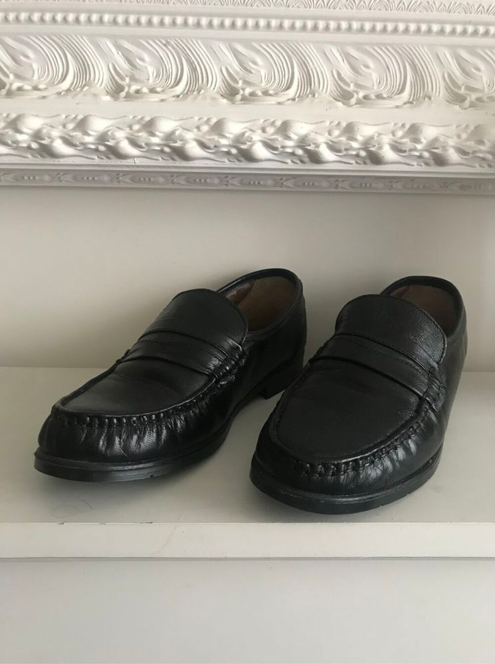 Mocassins homme - Cuir noir - Taille 42 - Walking - Tbe Chaussures