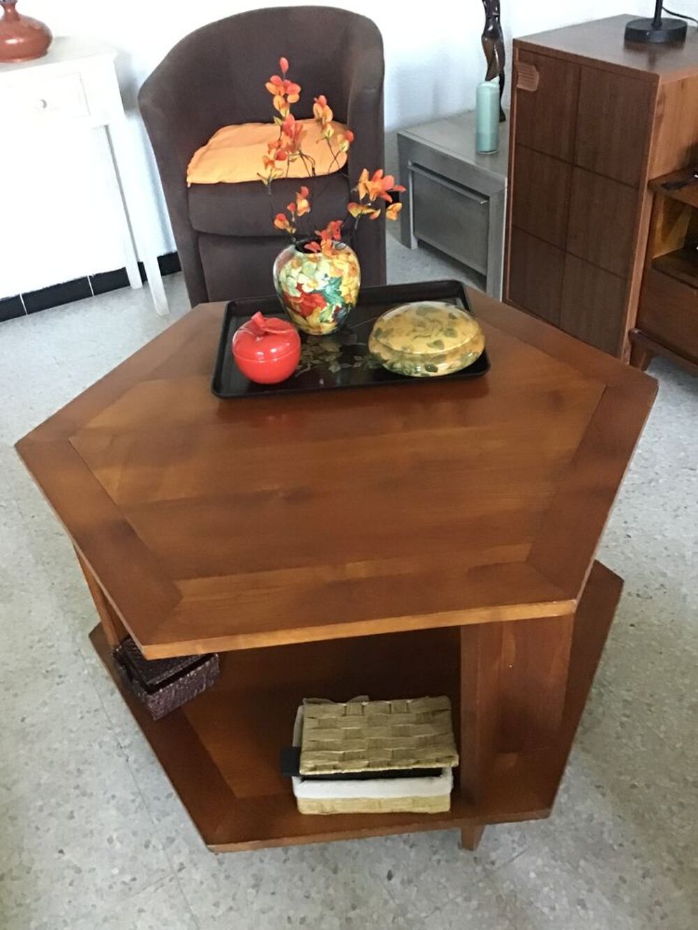 Table basse exagonale bois Meubles
