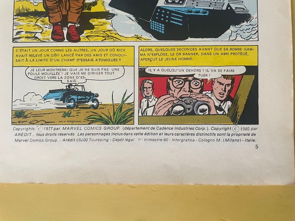 BD EO 1980 HULK fait &eacute;chec au cam&eacute;l&eacute;on Artima Color MARVEL Livres et BD