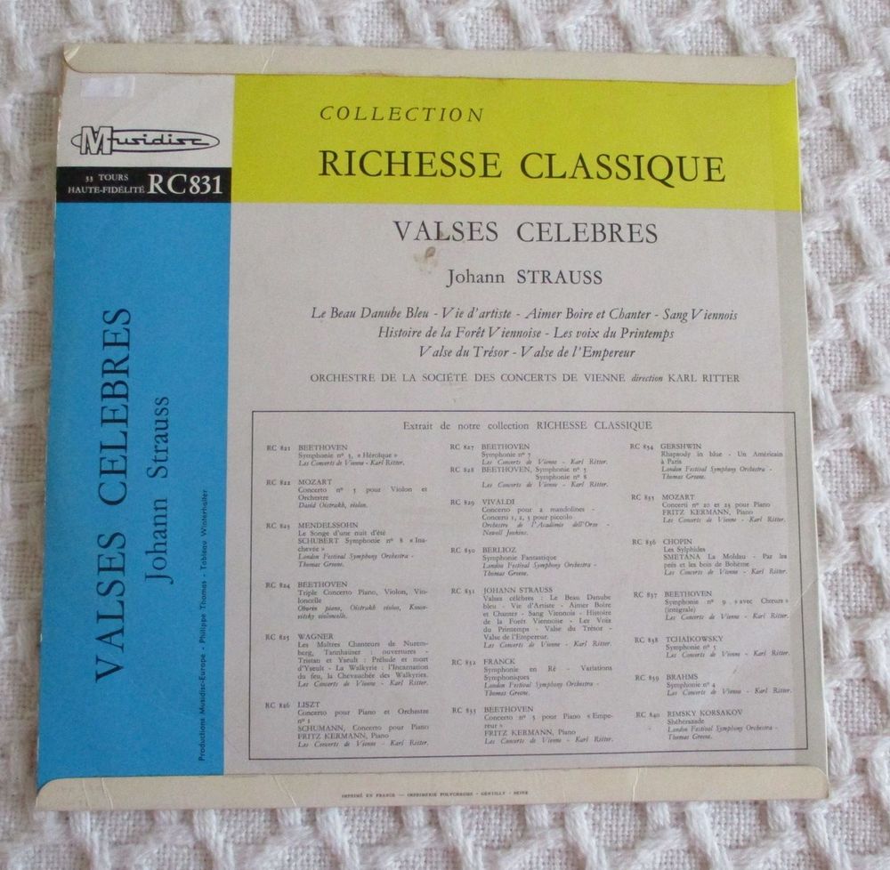 DISQUE VINYLE 33 TOURS valses Johann Strauss CD et vinyles