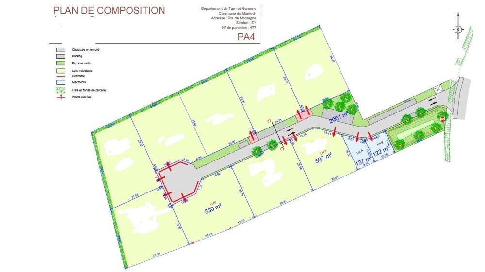 Vente Terrain Vente Terrain à bâtir 856 m&sup2; Montech
