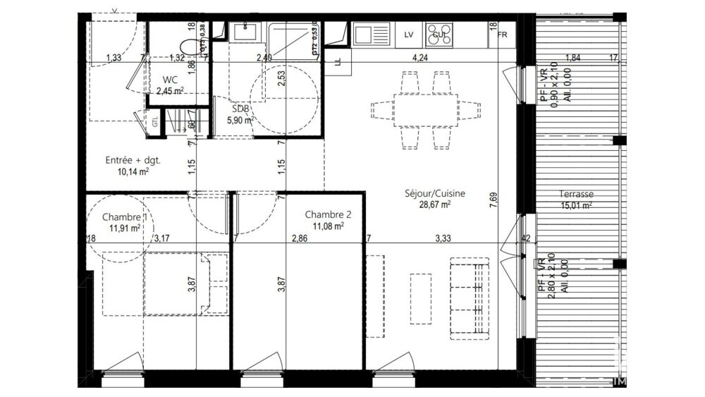 Vente Appartement 3 pièces