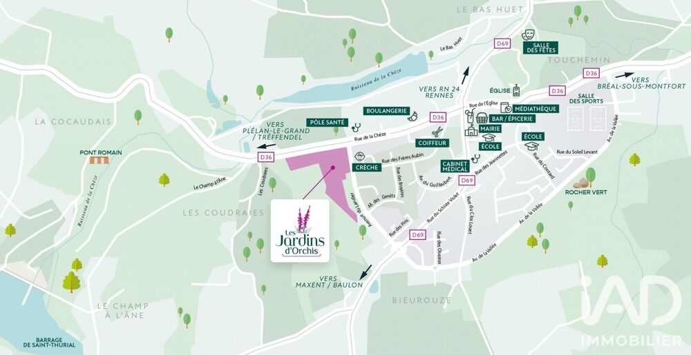 Vente Terrain Vente Terrain à bâtir 372 m&sup2; Saint-thurial