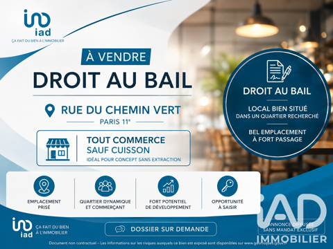 Vente Local commercial 40 m&sup2; 102000 75011 Paris