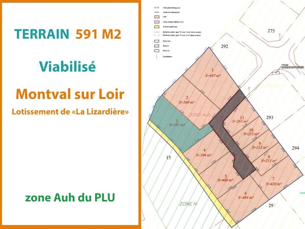 Vente Terrain Vente Terrain 591 m&sup2; Montval-sur-loir