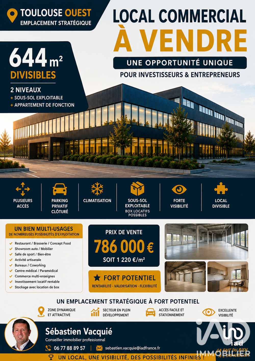   Vente Boutique/Local commercial 644 m&sup2; 