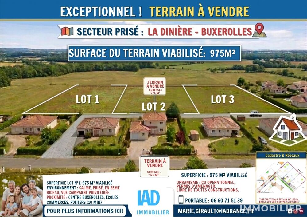 Vente Terrain Vente Terrain 975 m&sup2; Buxerolles