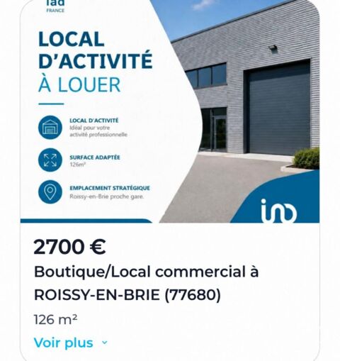 Location Local d'activit&eacute;s 126 m&sup2; 2800 77680 Roissy-en-brie