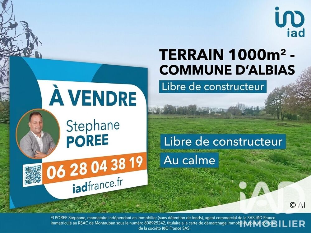 Vente Terrain Vente Terrain à bâtir 1 000 m&sup2; Albias