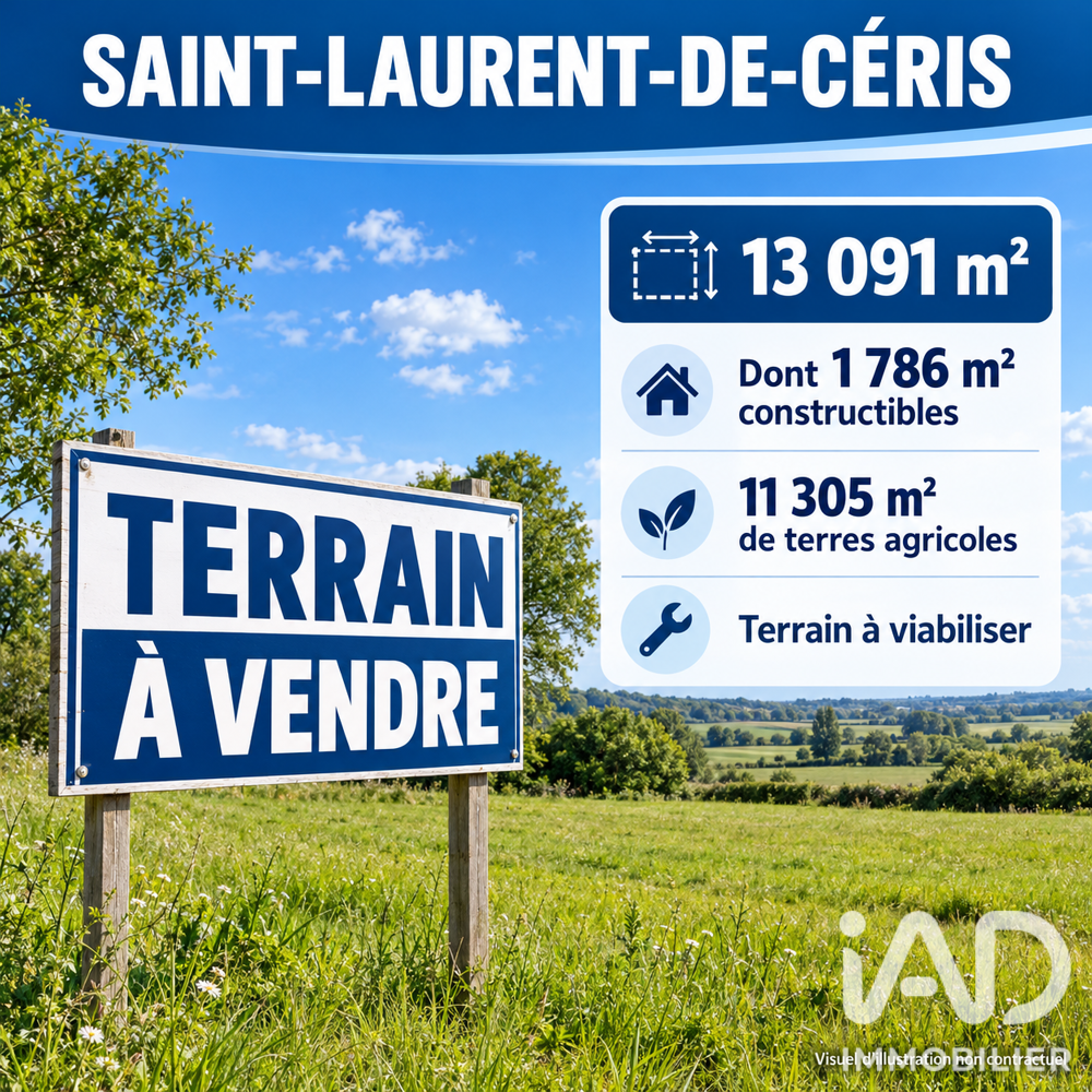 Vente Terrain Vente Terrain à bâtir 13 091 m&sup2; Saint-laurent-de-céris