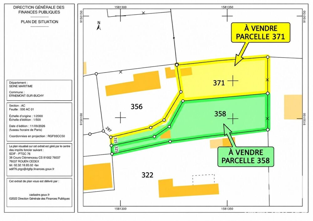Vente Terrain Vente Terrain à bâtir 914 m&sup2; Ernemont-sur-buchy