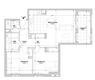  Appartement à vendre 3 pièces 75 m²