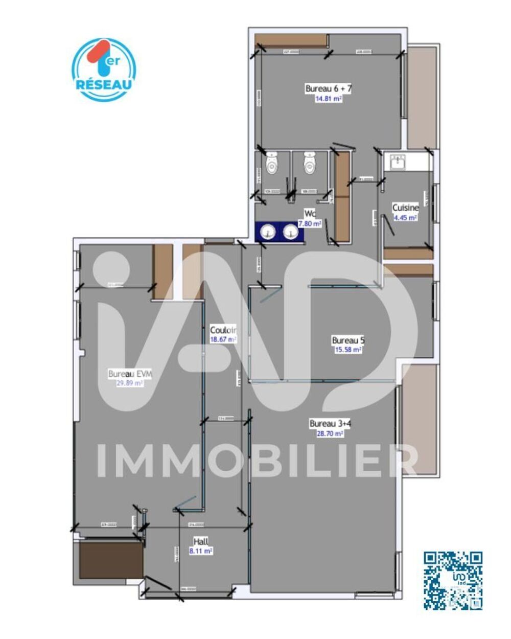   Vente Bureaux 127 m&sup2; 