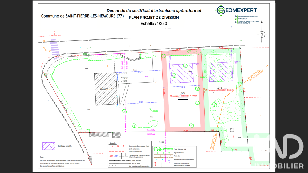 Vente Terrain Vente Terrain à bâtir 609 m&sup2; Saint-pierre-lès-nemours