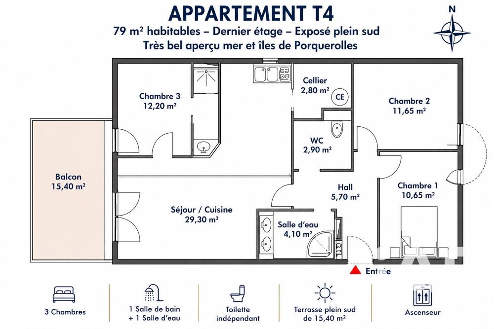vente Appartement - 4 pièce(s) - 79 m² Le Lavandou (83980)