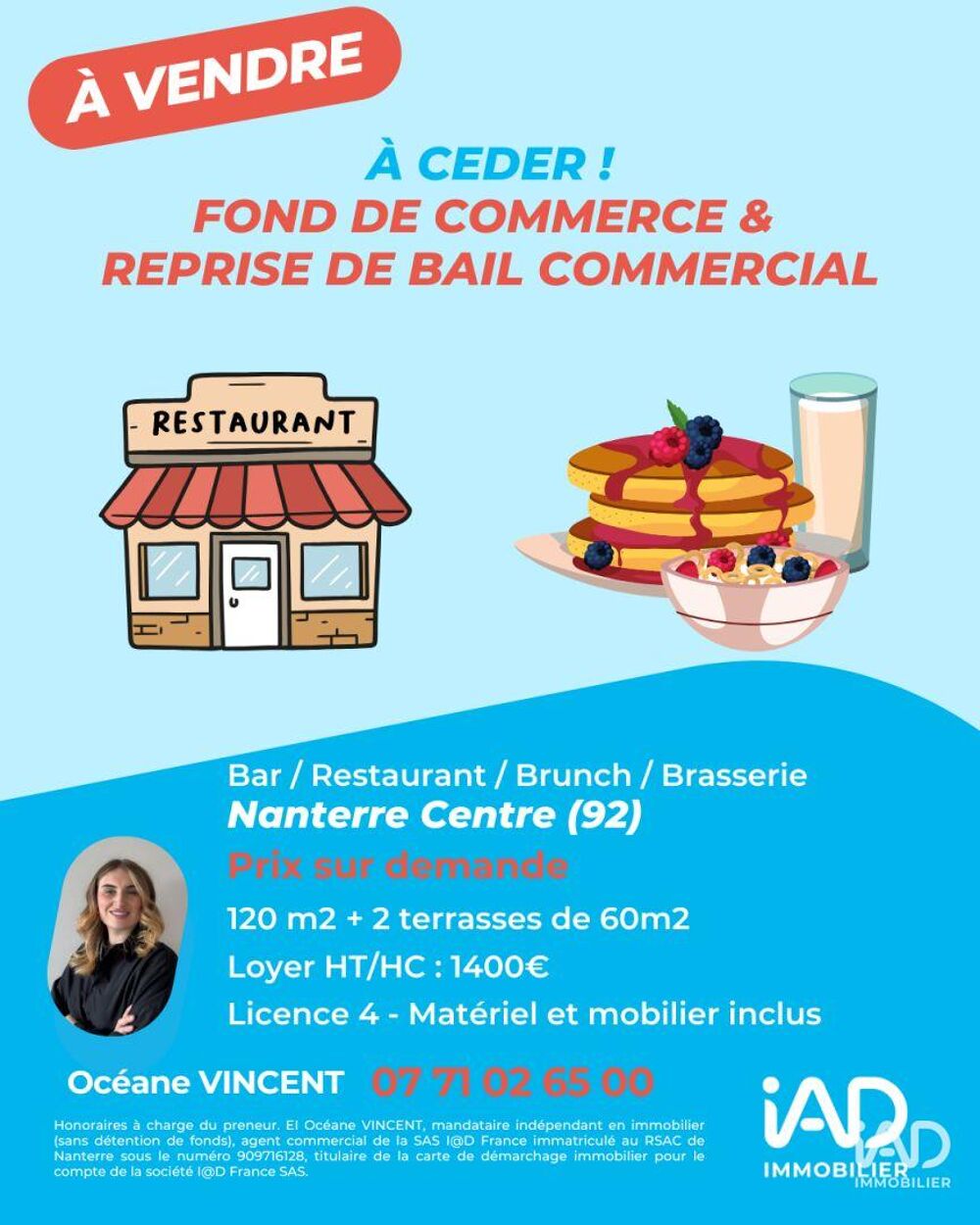   Vente Restaurant 120 m&sup2; 