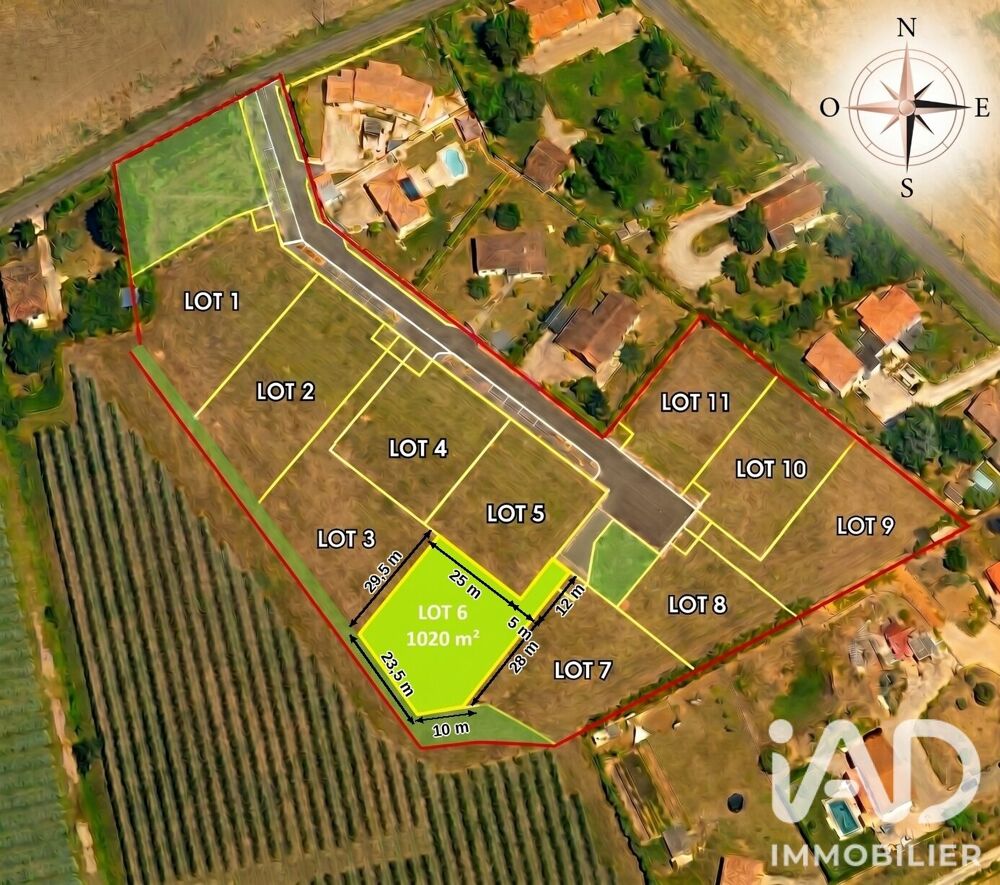 Vente Terrain Vente Terrain 1 020 m&sup2; Bressols
