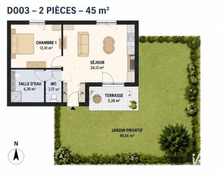  Appartement à vendre 2 pièces 45 m²